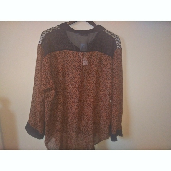 Mixed Animal Print Sheer Blouse - Picture 2 of 8